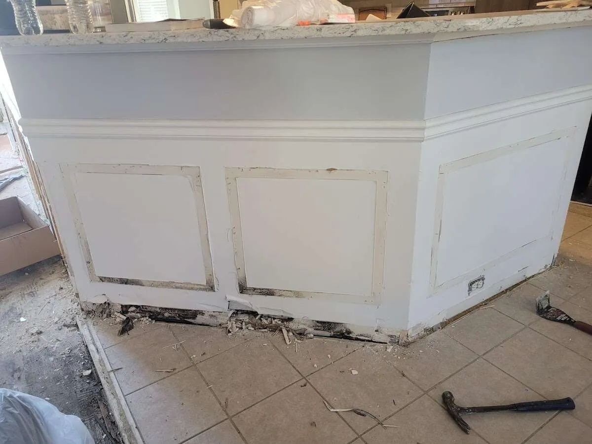 Water damage and mold on kitchen during Storm Damage Restoration in Headland